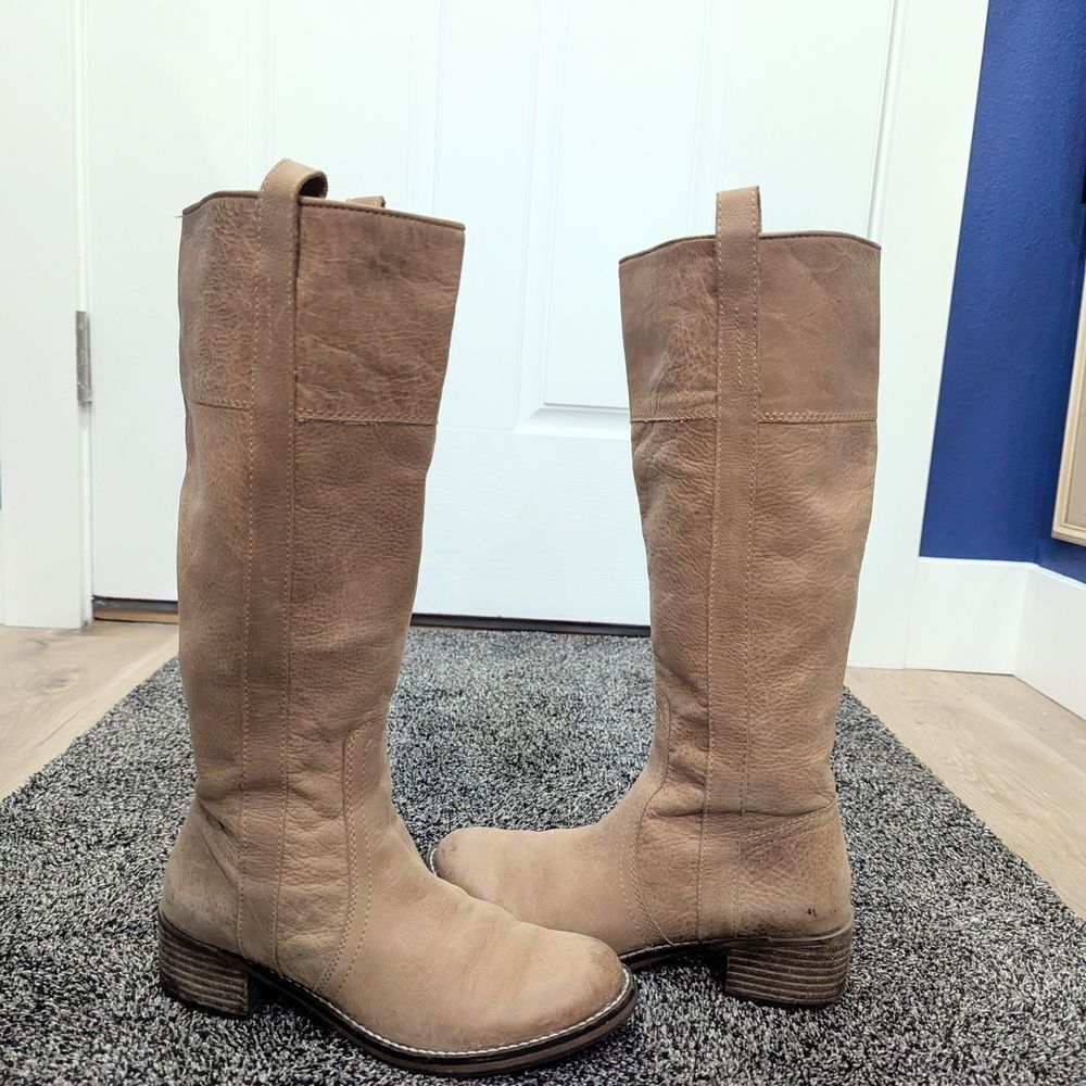 Lucky Brand Hibiscus Leather Boots Women’s 6.5 – Buttercream Mid-Calf Western